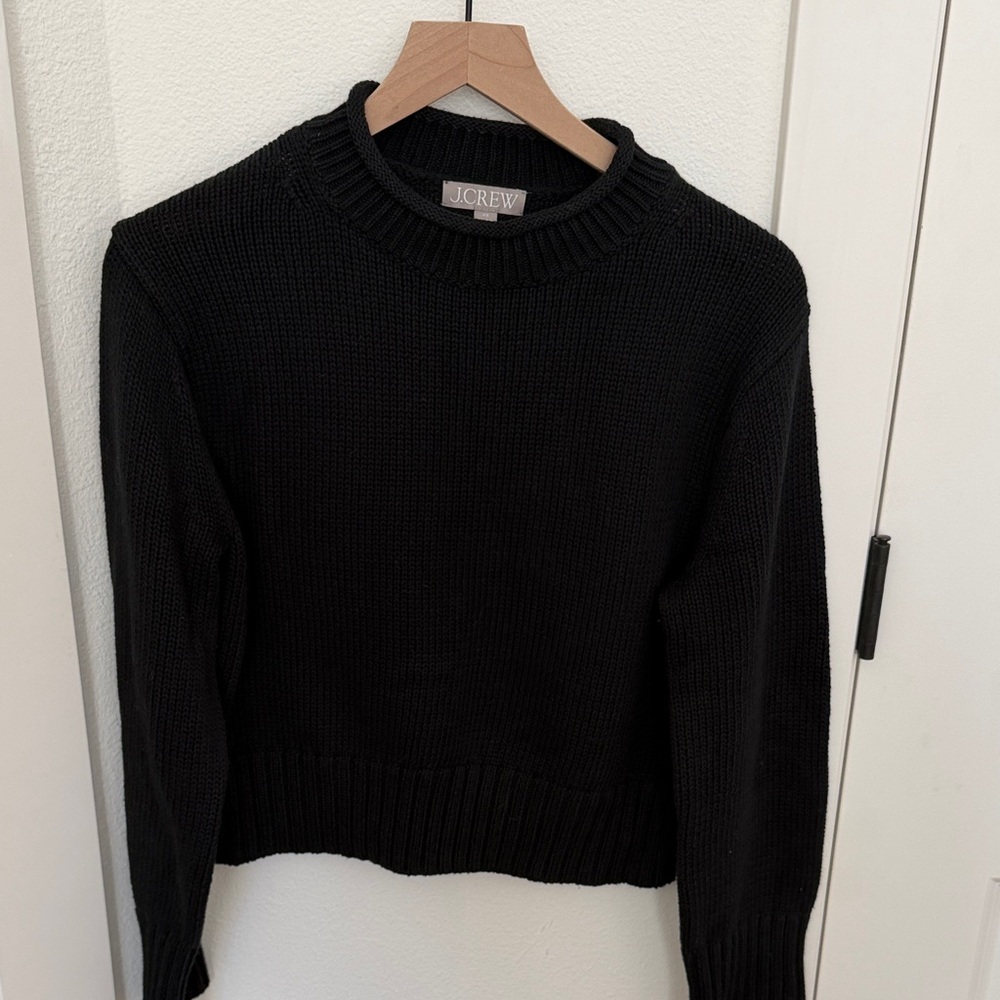 J. Crew Black Crewneck Sweater - Women cropped roll neck